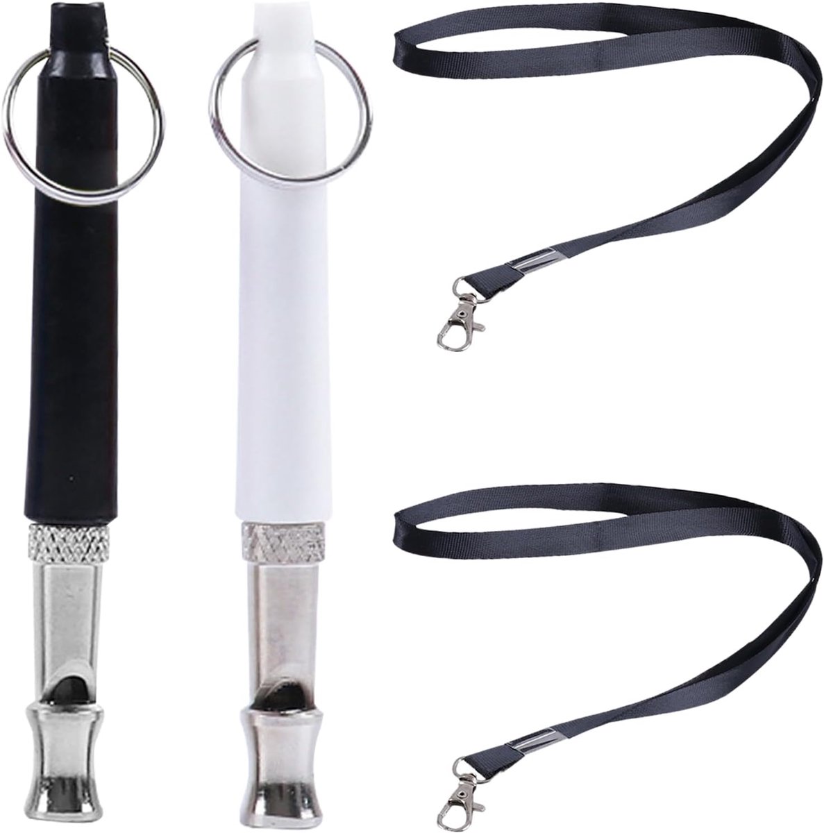 2 Pcs Ultrasonic Hondenfluit - Hoge Frequentie - Geluidloos - Hondenopvoeding - Fluit met Terugroepfunctie - Verstelbare Belletjes - Metaal - Fluittraining - Honden Trainingslanyard