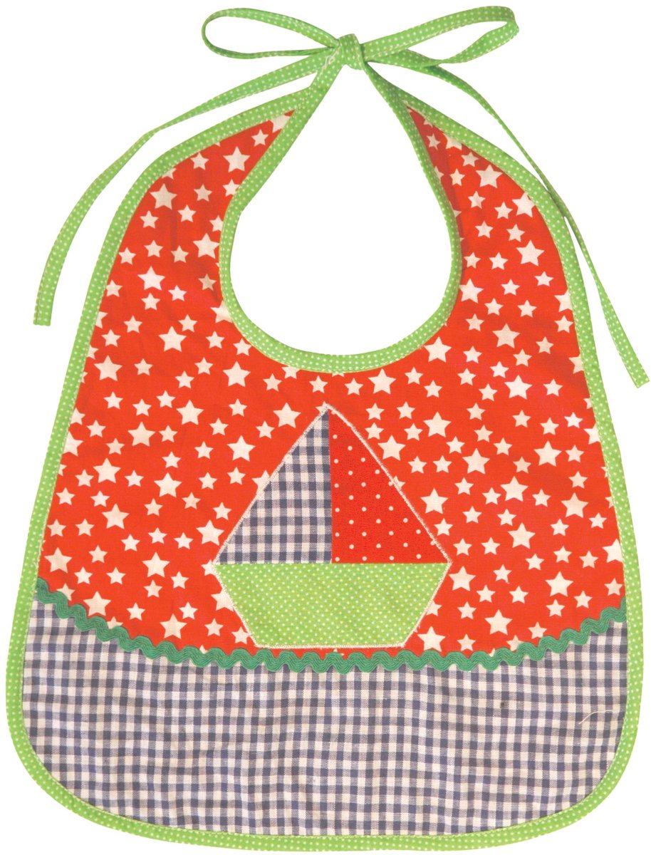 Slab baby rond katoen rood wit blauw met zeilboot