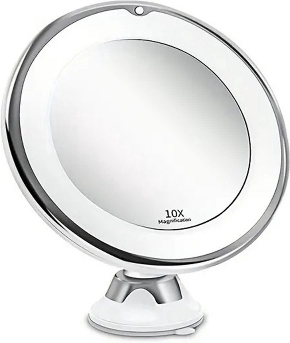 AUM® Ultra LED Make Up Spiegel - 10x Vergroting - Scheerspiegel met Zuignap - 360° Verstelbaar – Draadloos 3 AAA Batterien - make up spiegel met led - make-upspiegel - Ideaal voor Badkamer