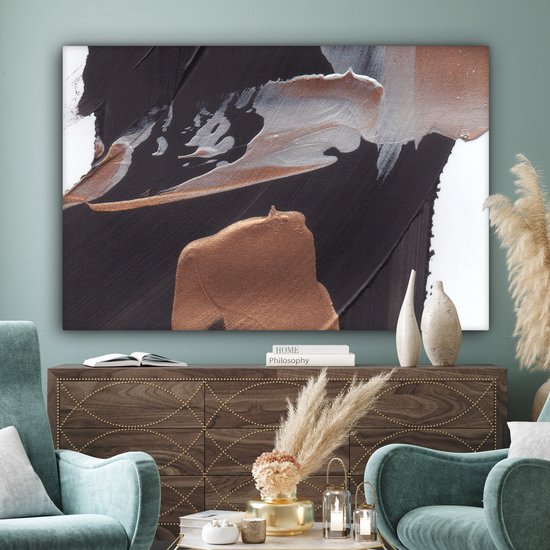 Tableau Peinture Abstrait - Peinture - Or - 180x120 cm - Décoration murale XXL