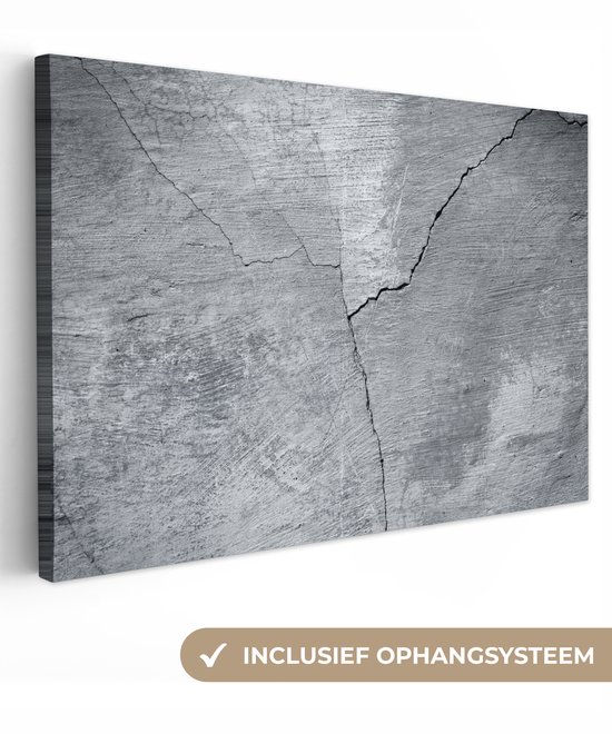 Tableau sur toile Béton - Grijs - Fissure - 120x80 cm - Décoration murale