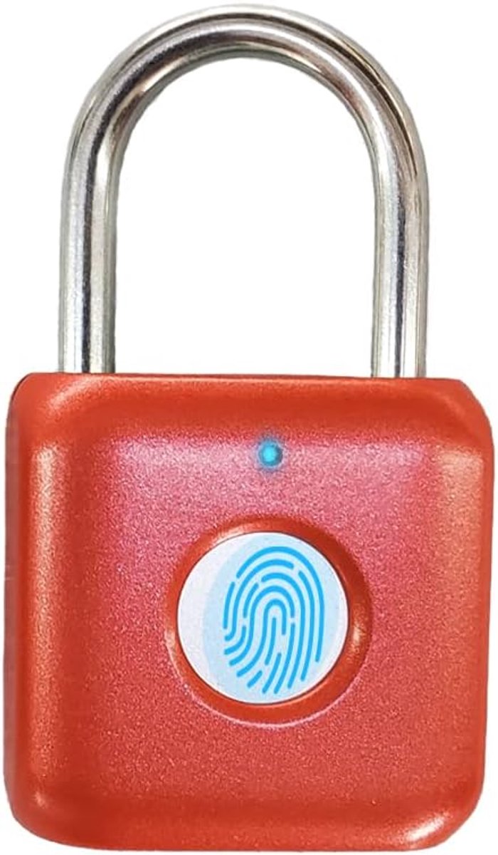 Slim Digitale Vingerafdruk Hangslot - Keyless en Oplaadbaar, Ideaal voor Sport, School en Bagage (Rood)