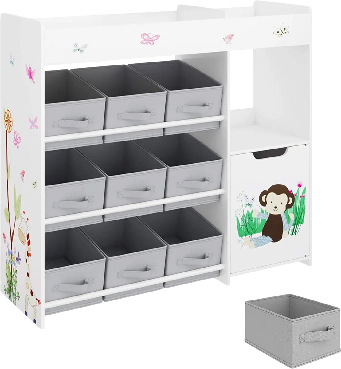 Studio Lyma Speelgoedkast met opbergbakken - Speelgoedkist - Kast voor kinderenkamer - Kinderkast speelhoek - Opbergkast speelgoed - Met 9 opbergboxen - Hout - 90 x 80 cm