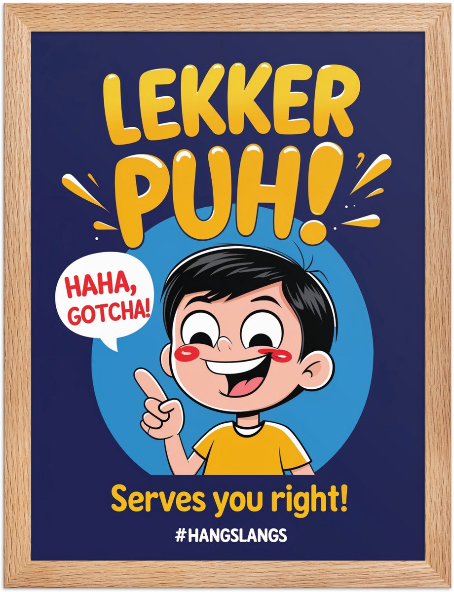 Funny Dutch Slang Poster “Lekker Puh!” – Humoristische Wanddecoratie – 30×40 cm – Cadeau & Home Decor