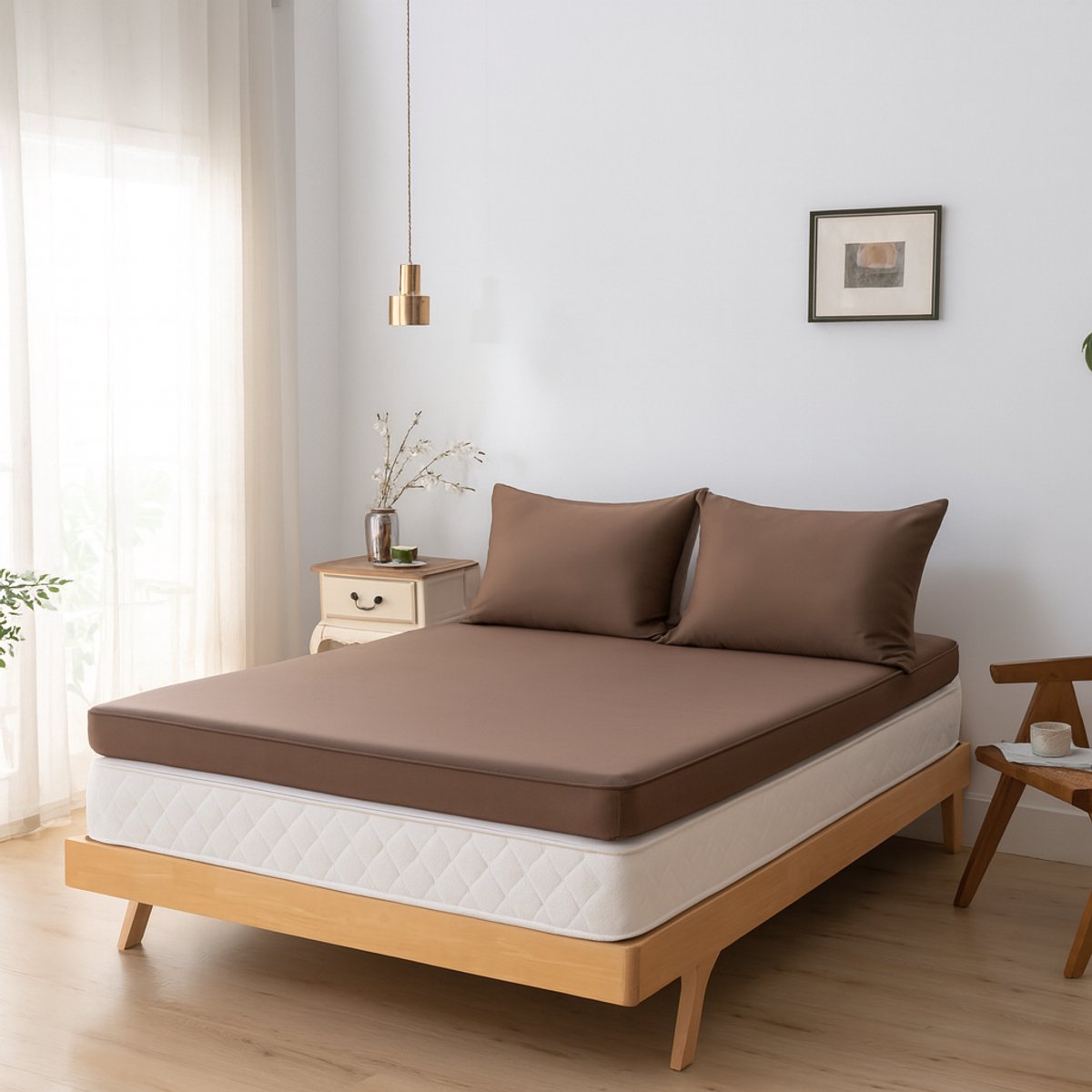 Bamboe hoeslaken Coffee Brown donkerbruin 180x200 cm – Topdekmatras hoeslaken, zacht, ademend & hypoallergeen | Boomba Bamboo®