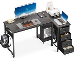 PromoHome Hoekbureau L-vorm met Opberglades - Ruimtebesparend Zwart