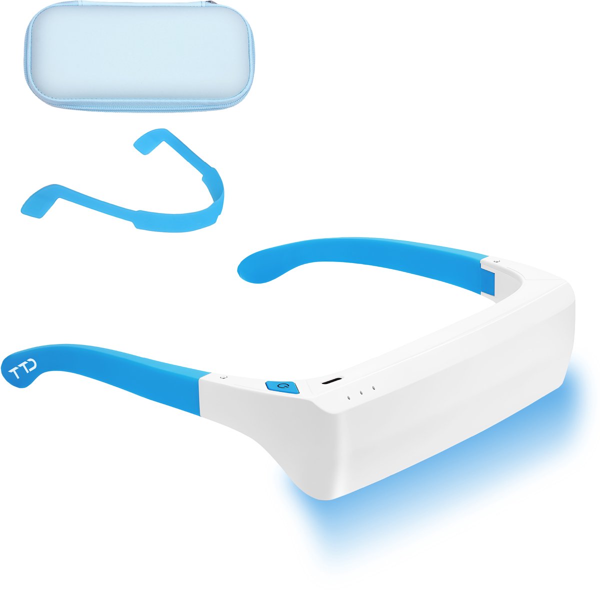 TTD® Lichttherapiebril met Wit & Blauw Licht - Bevordert Stemming, Concentratie, Energieniveau en Nachtrust - Daglichtbril - Daglichtlamp - Met Ingebouwde Timer - Oplaadbare Batterij - 100% UV-Vrij - Met Luxe Travel Case