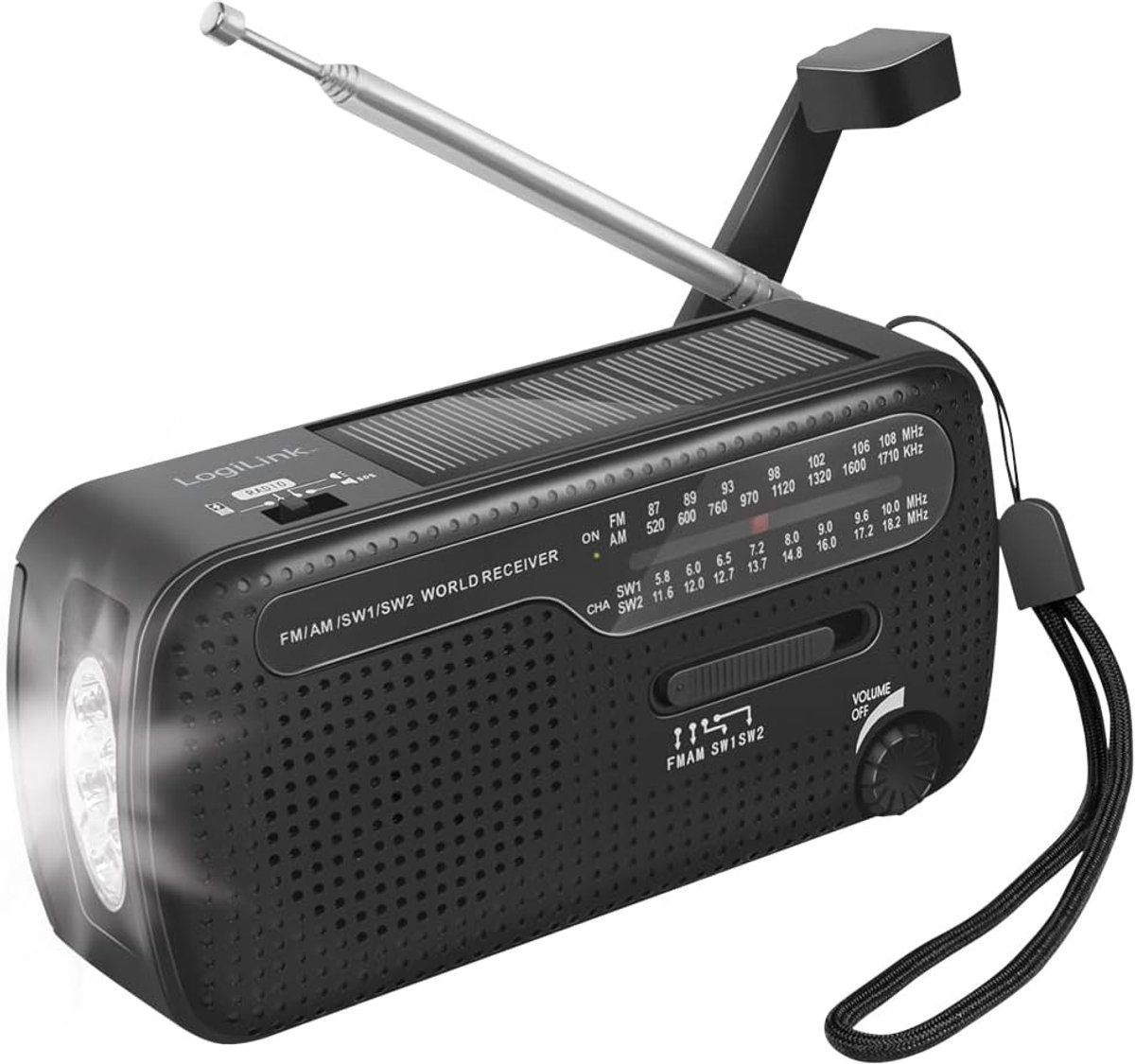 Noodradio met 3 Oplaadmogelijkheden en Zaklamp