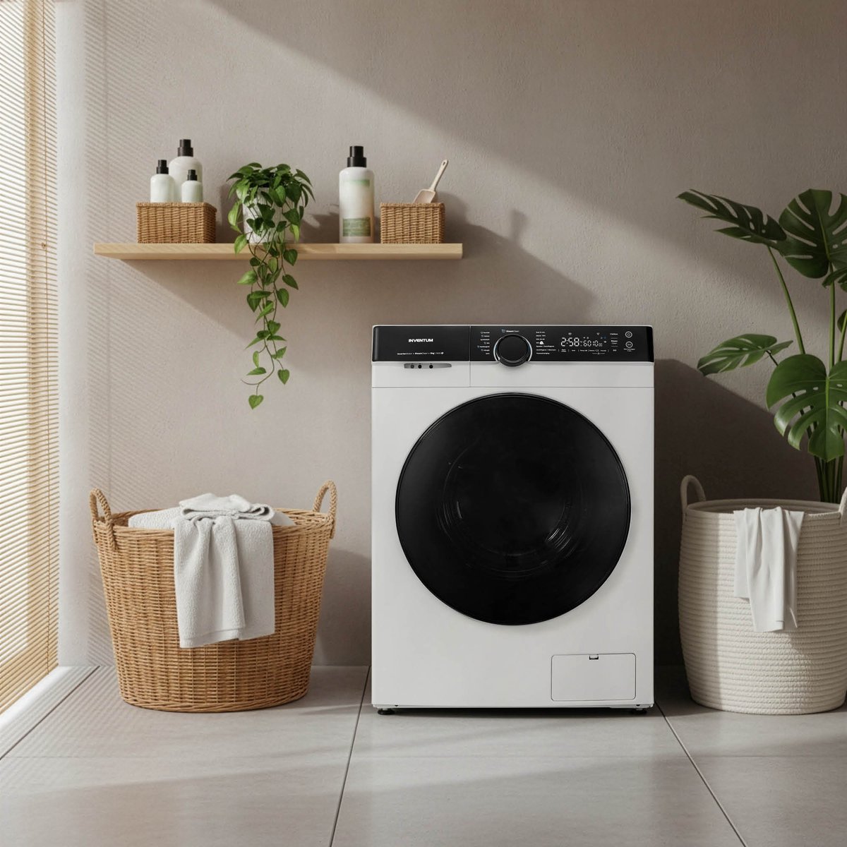 Inventum VWM9010W wasmachine 9 kg 1400 toeren energieklasse A-40% SteamClean stil functie wit zwart — afbeelding 3