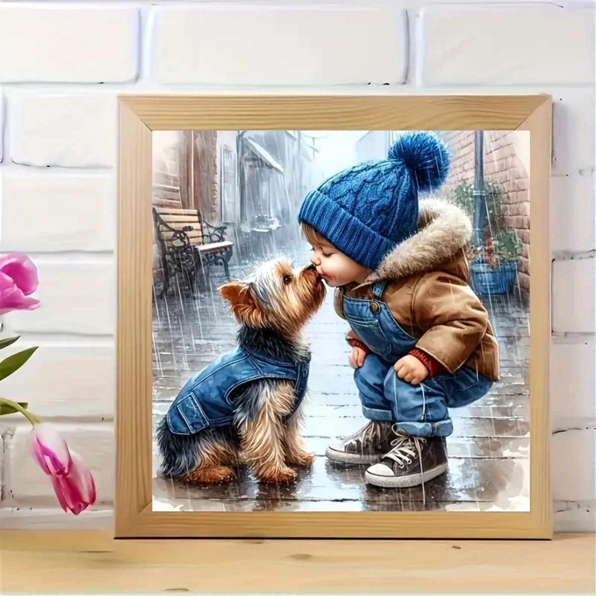 Diamond Painting Hondje met Jongen - 5D Volledige Diamond Painting Set - Inclusief Steentjes, Pennetje & Accessoires - Schilderen met Steentjes voor Volwassenen & Kinderen - Ontspannende Hobby & Creatief Cadeau — afbeelding 8