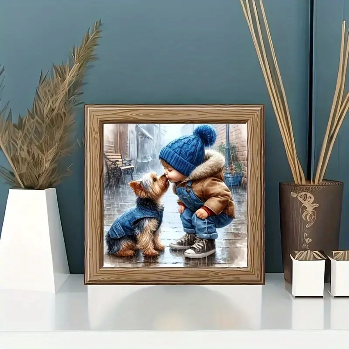 Diamond Painting Hondje met Jongen - 5D Volledige Diamond Painting Set - Inclusief Steentjes, Pennetje & Accessoires - Schilderen met Steentjes voor Volwassenen & Kinderen - Ontspannende Hobby & Creatief Cadeau — afbeelding 7