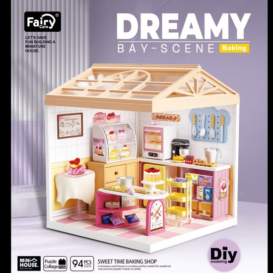 Mini maison de rêve Boulangerie Boulangerie avec lampe LED DIY Modélisme Modélisme