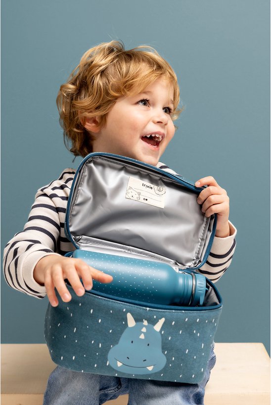 Trixie Lunchtas - Mr.Triceratops - Koeltas voor kinderen - Met naamlabel - Thermische Tas voor Lunch - Blauw - Dino van Trixie — afbeelding 4