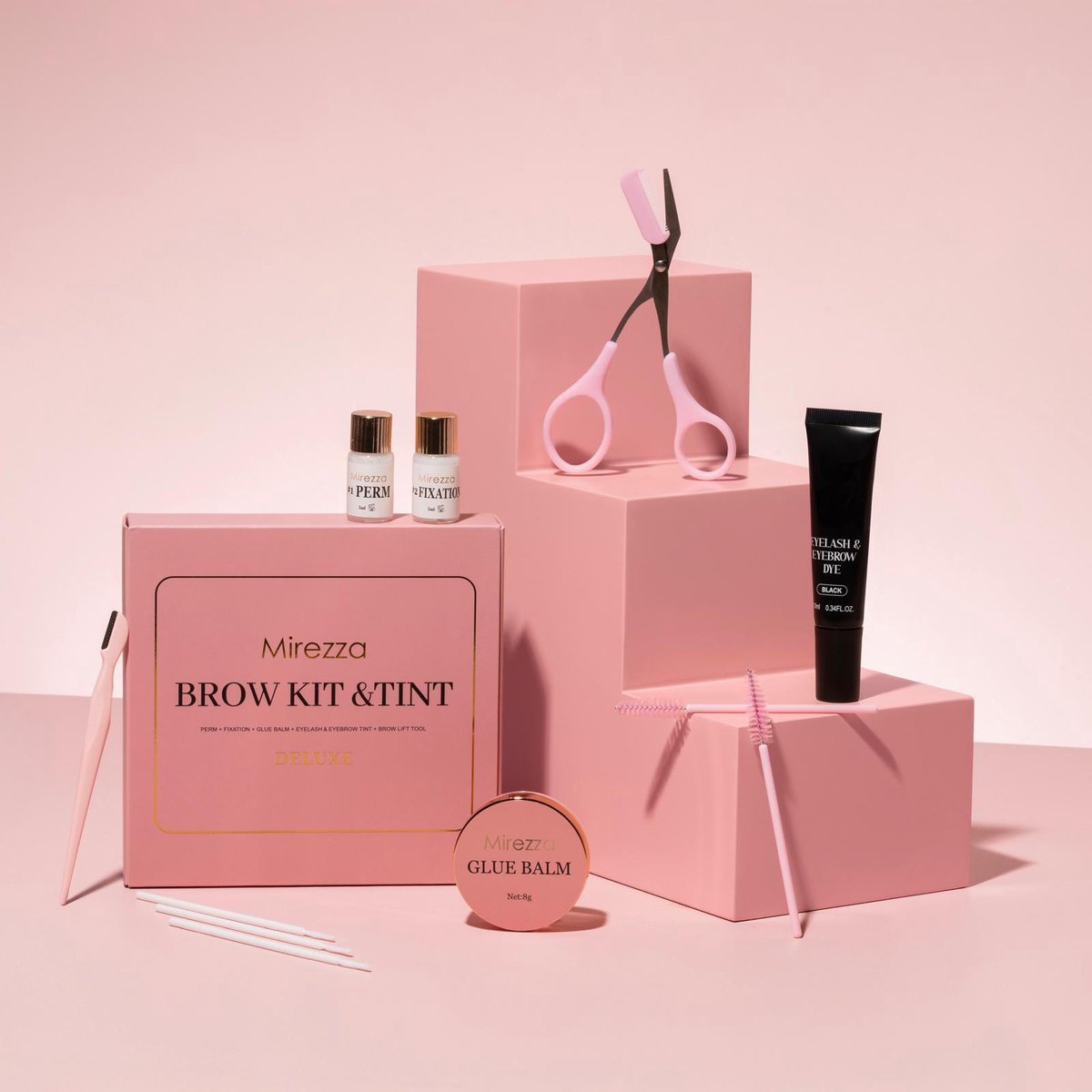 Mirezza Brow Lift Kit - Brow Lamination Kit - Wenkbrauw Lifting Set - Brow Lift - Inclusief Glue Balm - Korte Inwerktijd 3-5 minuten