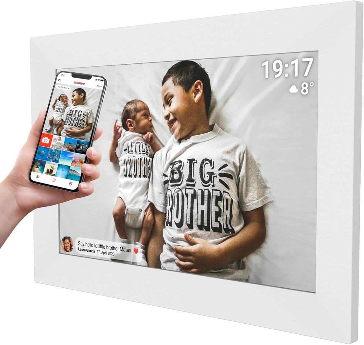 Digitale wifi-fotolijst 10,1 inch IPS HD touchscreen met Frameo-software