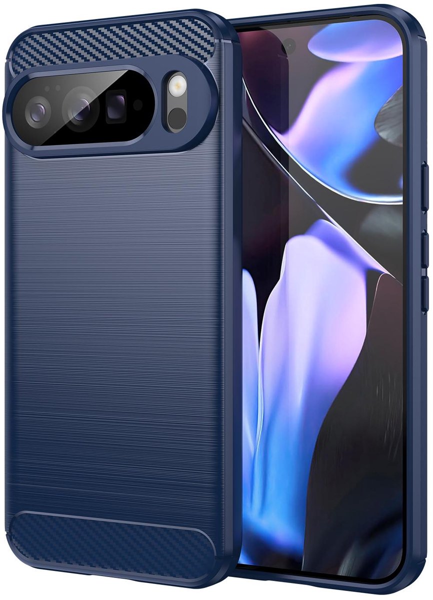 Hoesje geschikt voor Google Pixel 10 Pro XL - Phonesta Carbon Silicone Back Cover - Blauw