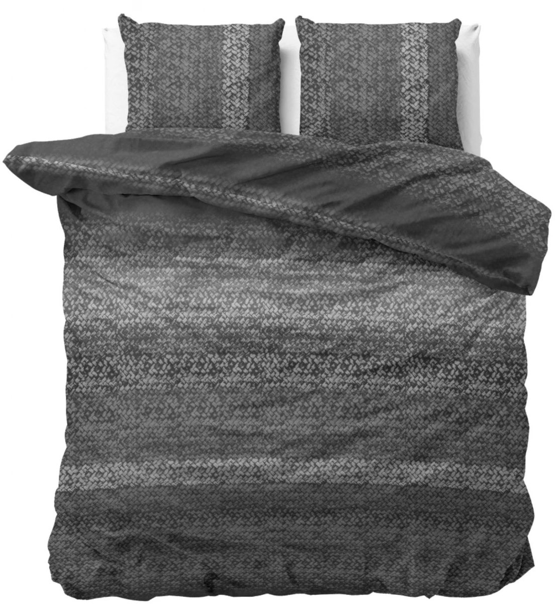 Droomtextiel Knits Dekbedovertrek Flanel Antraciet - 200x200/220 cm - Super Zacht en Heerlijk Warm