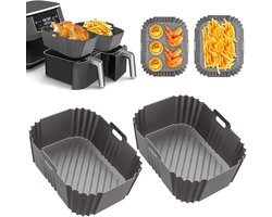 Voor Ninja Foodi Max Dual Zone Air Fryer Accessoires - Set van 2 vierkante siliconen bakplaten - Compatibel met AF300EU, AF400EU en andere Dual Zone-modellen - Grijs