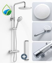 VITASENSE® Regendouche set met filter – Grote Douchekop 120mm – 6 Sproeistanden - Douchekraan met Thermostaatkraan – Doucheset chroom