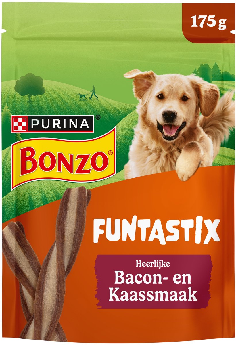 Bol.com Bonzo Funtastix - Hondensnacks - Bacon & Kaas - 6 x 175 g aanbieding