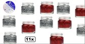 11x Gel superstar glitterrood/glitterzilver (huid&haar) 15 ml