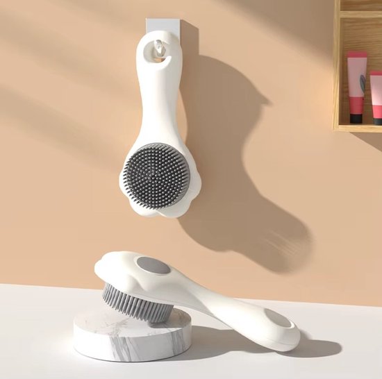 Baby Siliconen Massage Borstel met handvat - Hoofdhuidje en Lichaam wassen - Douche en Bad babyborstel - Wit - Baby en Peuter en Kind van Merkloos — afbeelding 5