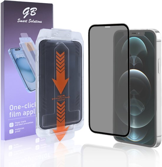 Protection d'écran GB ProGuard Incognito pour iPhone 12 - 12 Pro - Film applicateur - Glas trempé - Couverture intégrale - Anti-regard