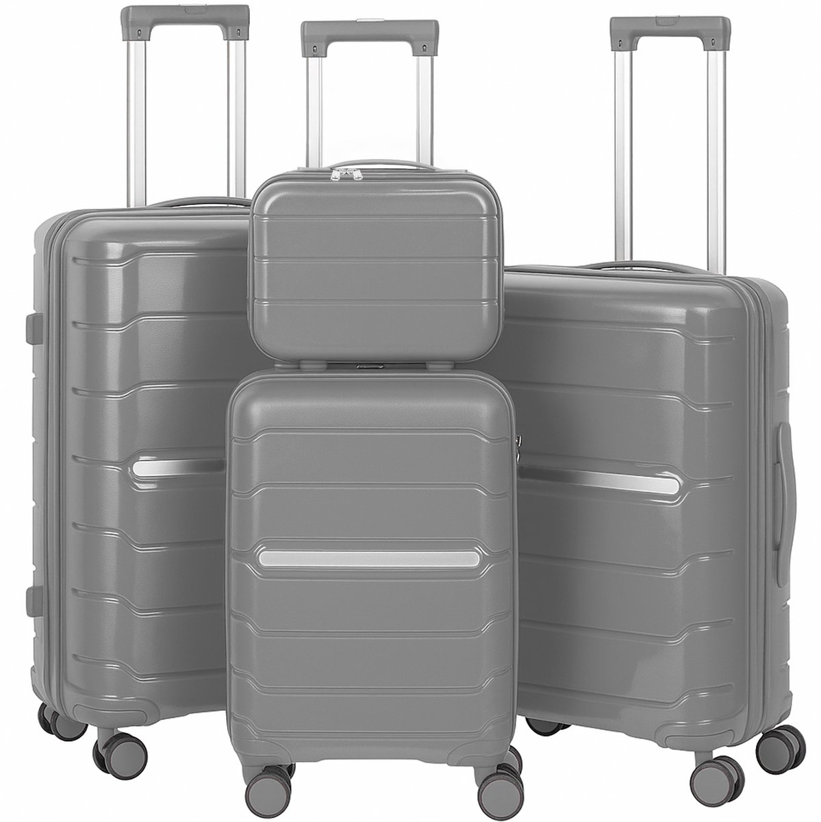 Premium PP kwaliteit - Kofferset - Trolleyset 3-delig - handbagage en groot -Florence - - Grijs