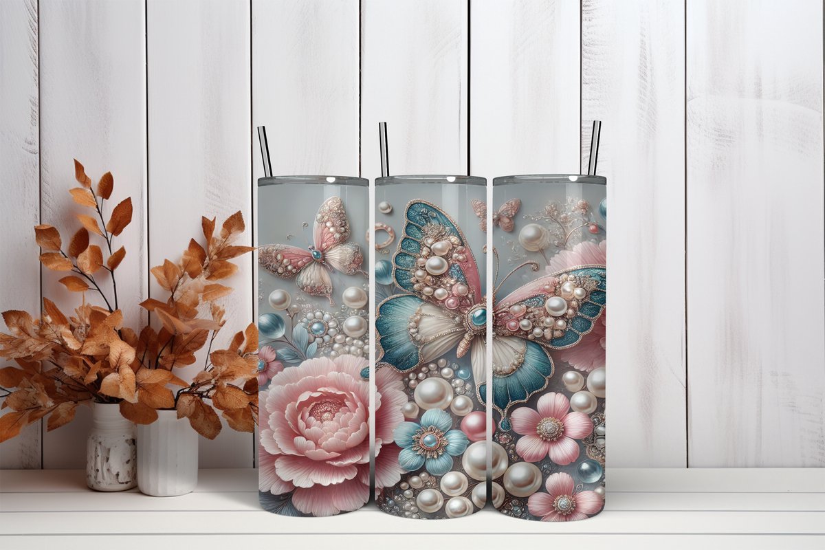 Tumbler 600ml RVS | Anti-lek | Vlinder & Bloemen | Thermosbeker | Schoolbeker | Vaatwasserbestendig | School | Werk | Alle leeftijden