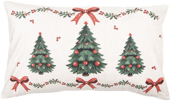Clayre & Eef Kussenhoes 30x50 cm Beige Polyester Kerstboom