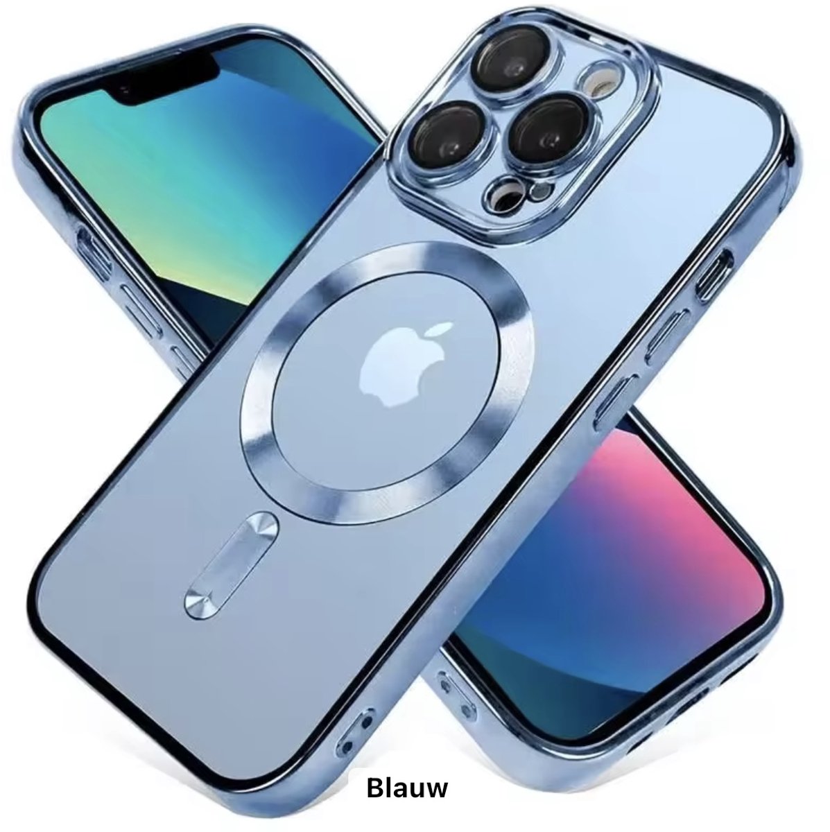 Luxe MagSafe Transparant Telefoonhoesje – iPhone 16 Pro Blauw