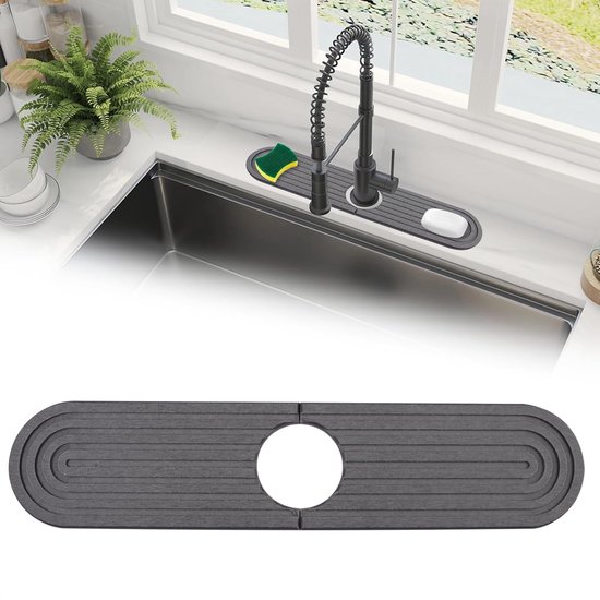 Spoelmat, Antislip Spoelbeschermer Voor De Keukenspoelbak Afwasonderlegger Van Siliconen Goed Voor Spoelbescherming En Droging Set Van 4 Stuks Zwart Sink Splash Guard Spoelmat