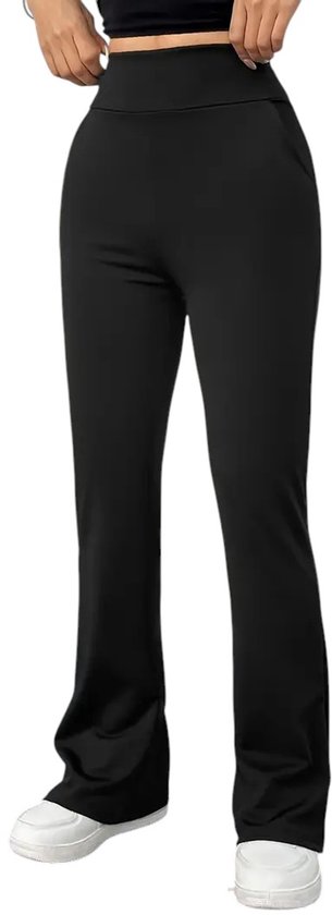 Dames Rekbare Flare Broek Hoge Taille - Werkbroek Met Zakken, Elastisch Voor Yoga & Kantoor