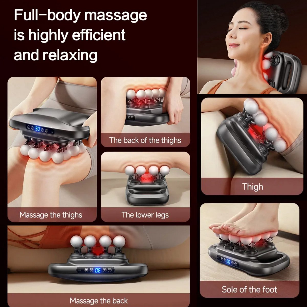 Afbeelding 3 van Massage Gun 16 koppig – Infrarood Massageapparaat met 30 Snelheden – Deep Tissue & Sport Massage Pistool – Professioneel Ontspanningsapparaat