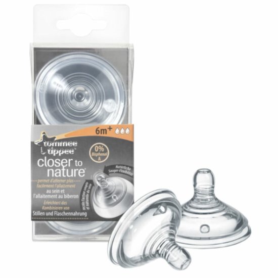 Tommee Tippee - Closer to Nature Flesspeen 6+ mnd - 2 x 2 stuks - Voordeelverpakking — afbeelding 2