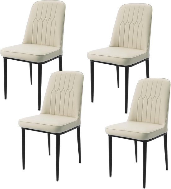 Durrafy® Eetkamerstoelen - Set Van 4 - Eetkamerstoel - Eettafelstoel - Keukenstoel - Eetkamerstoelen - Stoel - Fluweel - PU Leer - Metalen Poten - Modern Design - Max. Draagvermogen 150KG - Wit
