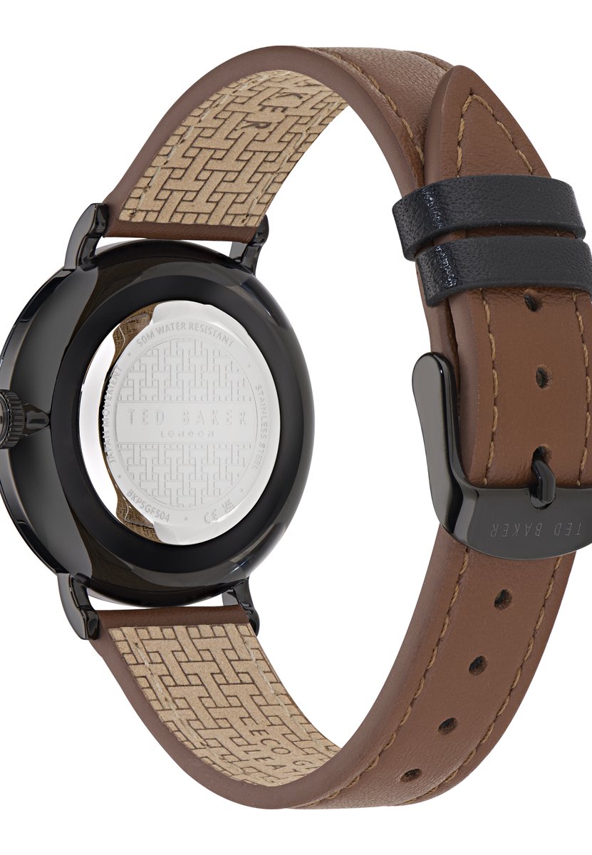 Ted Baker Staciie Gents Quartz Analoog Horloge Bruin En Zwart Kast: 100% Roestvrij Staal | Armband: 100% Leer 38 mm BKPSGF503W0, BKPSGF504W0