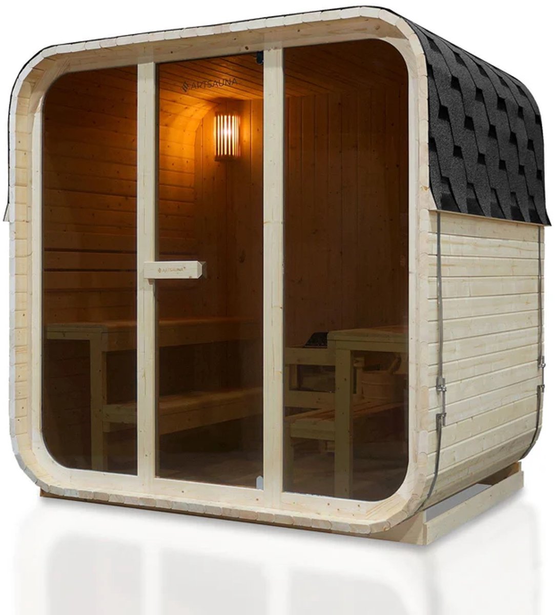Vierkante Barrelsauna / Sauna Fjora - 6 personen - Incl. accessoires