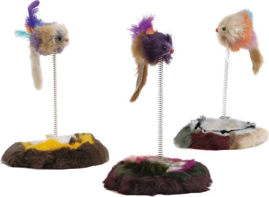 Springveer Katten Beeztees Muis op Springveer - Kattenspeelgoed - 14,5x14,5x28 cm | bol