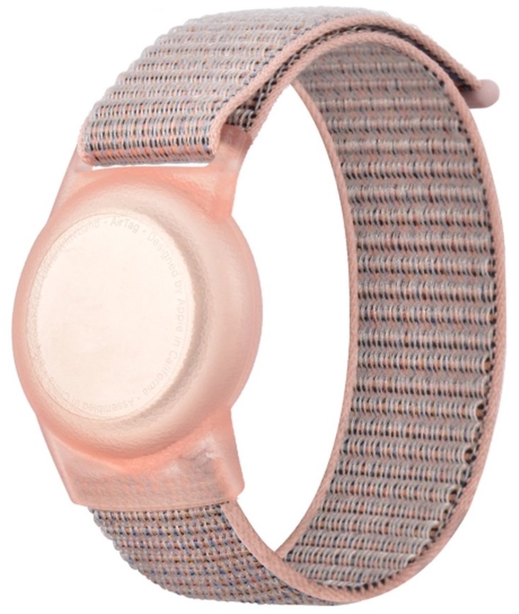 New Age Devi - Armband geschikt voor AirTag - armband - Polsband - Kinderen - Klitteband - Roze