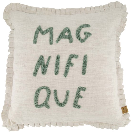 Foto: Zusss kussen ruffle magnifique 45x45cm peper en zout grijsblauw beige