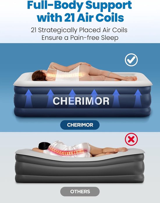 CHERIMOR Luchtbed 1-Persoons - met Ingebouwde Elektrische Pomp - <2 min snel opgeblazen - Zelfopblazend Luchtmatras - 190 x 99 x 46 cm - Logeerbed van Merkloos — afbeelding 2