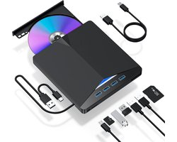 Namajunas - Externe cd dvd speler en brander-USB 3.0-Draagbare 7-in-1 CD-ROM DVD-drive-Geschikt voor laptops, desktops, Windows 11/10/8/7, Linux, Mac OS - DVD’s & CD’s Branden en Lezen