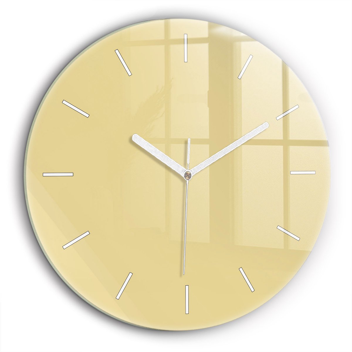 Wallfluent Wandklok - Romig Ronde Glazen Klok - 60 cm x 60 cm - Romig Wandklok - Witte Handen - Wandklok Zonder Cijfers - Stille Wandklok Slaapkamer - Ronde Glazen Wandklok - Industrieel Wandklok - Ronde Glas Klok