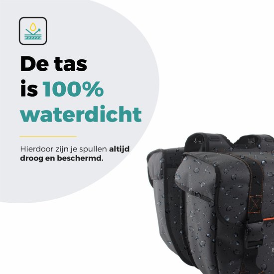 Voltano Dubbele Fietstas Premium Afgeschuind - Zwart - 44 Liter - 100% Waterdicht - Fietstassen Electrische Fietsen