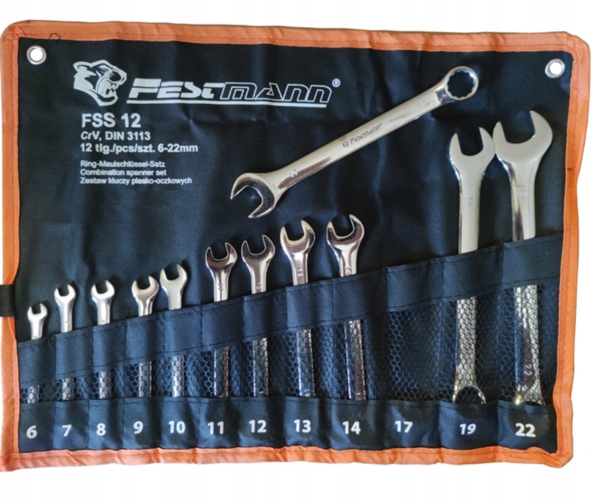 Festmann Ring- en steeksleutelset CrV, 12-delig, DIN 3113