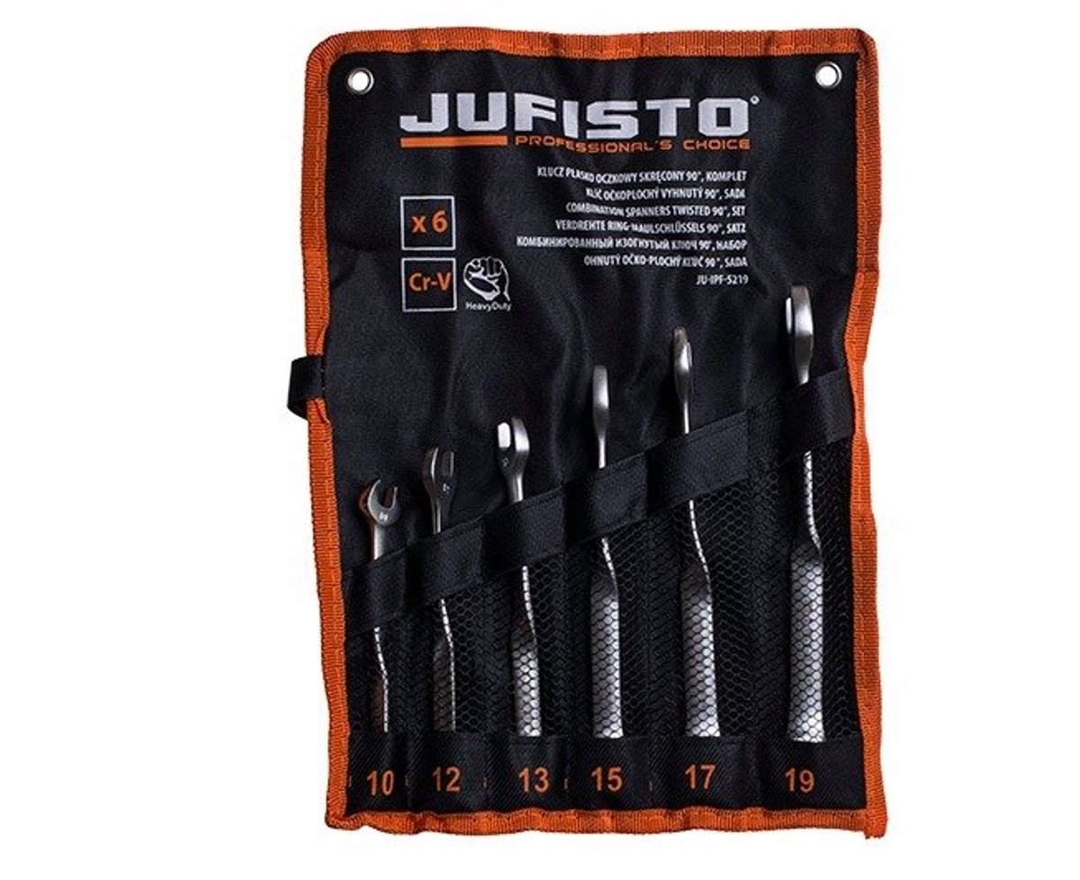 Jufisto Ringsleutel Set 10-19mm 6 Stuks, 90° Gebogen