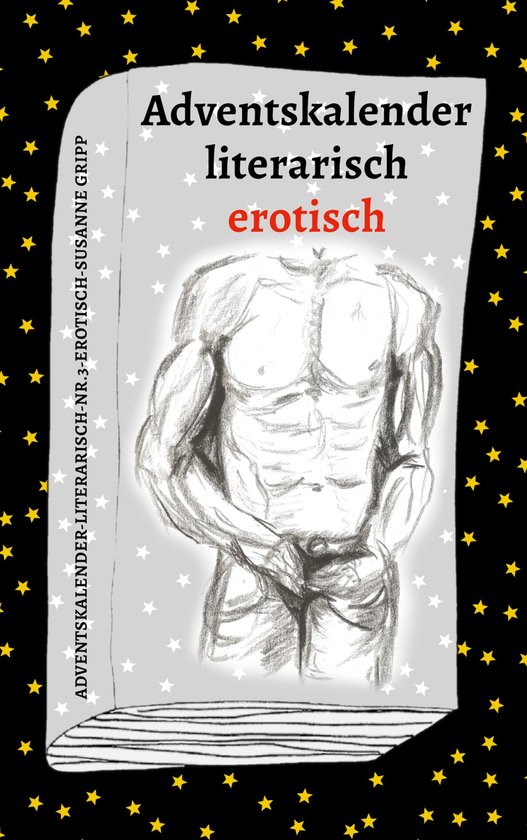 Livre illustré d'un torse masculin musclé avec le texte : Calendrier de l'Avent érotique et littéraire.