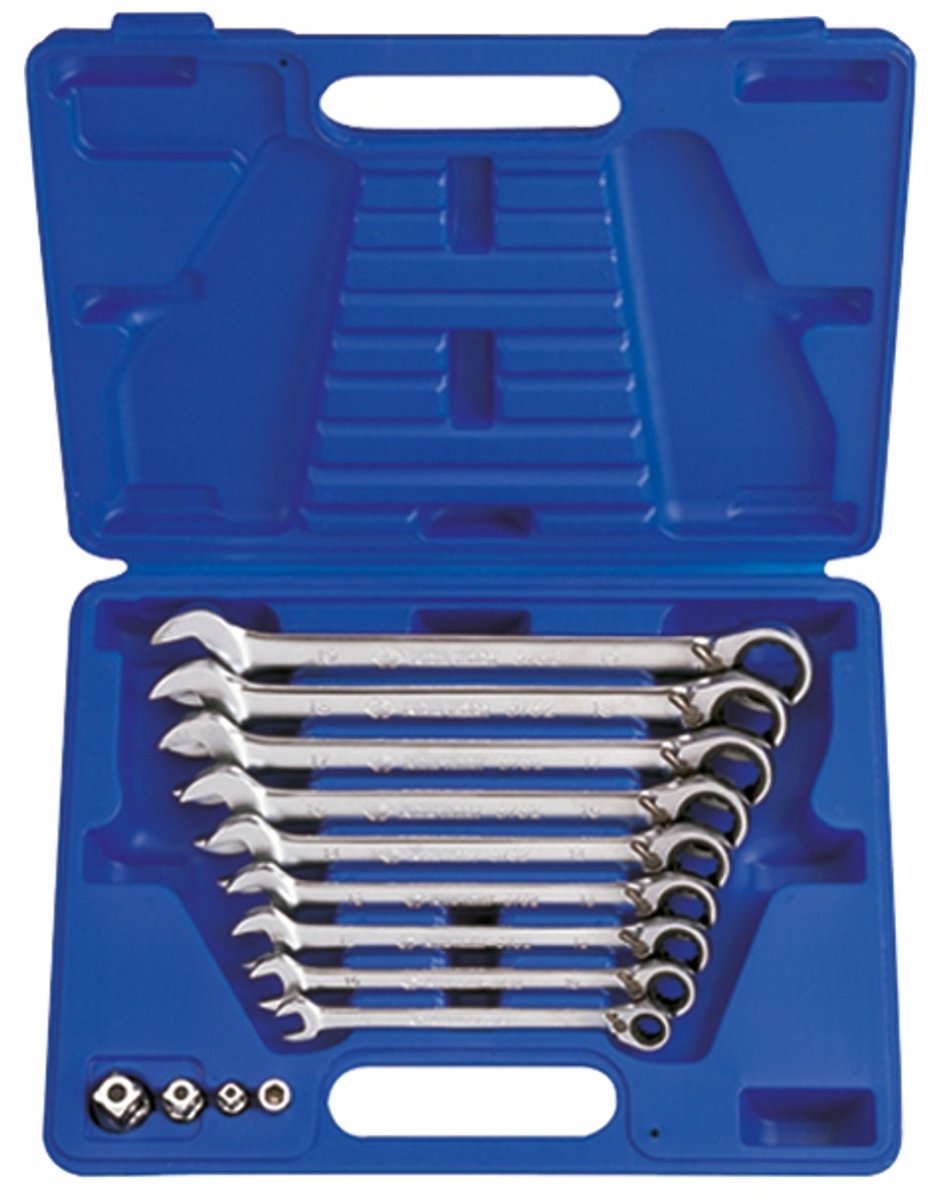 King Tony Ringratel Sleutelset 8-19mm met Ratel en Adapters