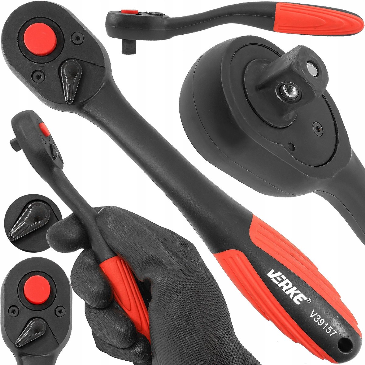 Verke Ratelsleutel 1/4" 72T CrV Zwart - Krachtig & Ergonomisch